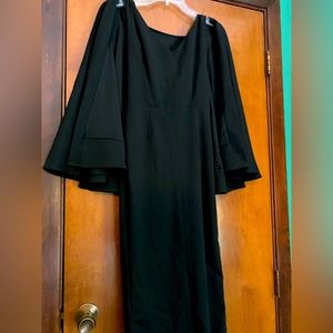 La Femme en Noir black attached cape dress-Size Small: NWOT